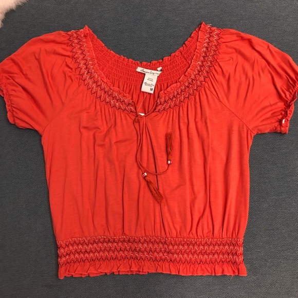 NWT American Rag Embroidered Orange Peasant Top M - Picture 6 of 9